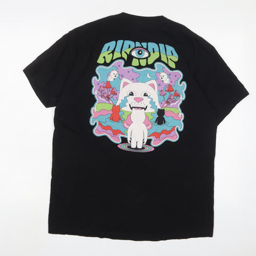 RIPNDIP' Mens Black Cotton T-Shirt Size L Crew Neck