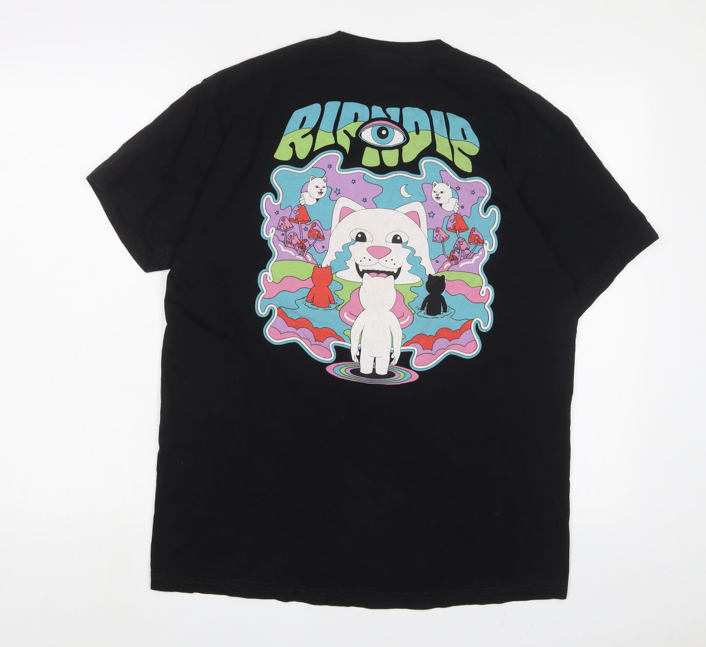 RIPNDIP' Mens Black Cotton T-Shirt Size L Crew Neck