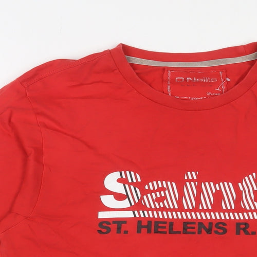 Oneills Mens Red Cotton T-Shirt Size M Crew Neck - St. Helens R.F.C