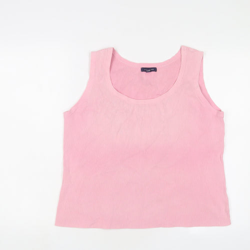 Landsend Womens Pink Cotton Camisole Tank Size 14 Scoop Neck