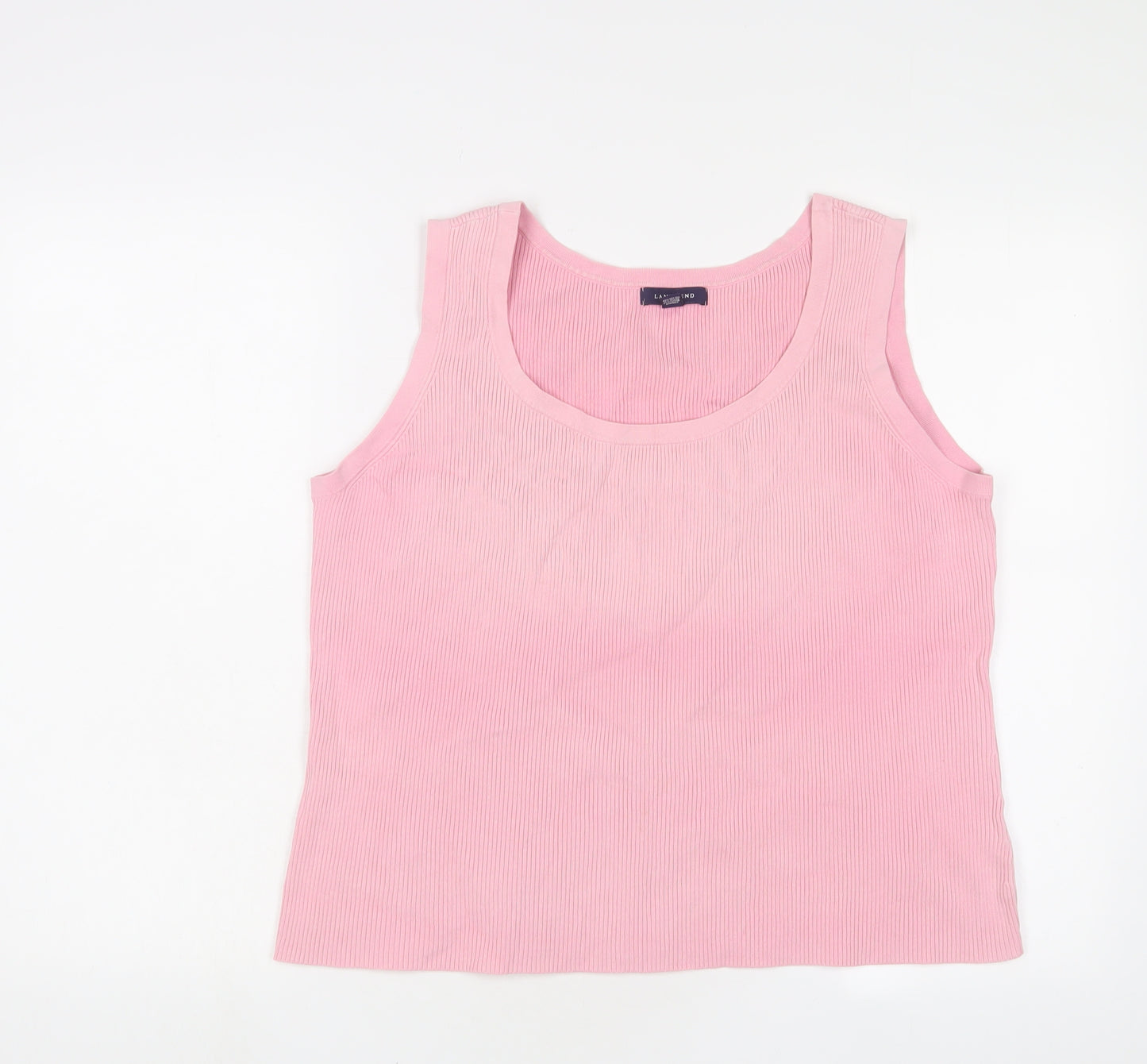 Landsend Womens Pink Cotton Camisole Tank Size 14 Scoop Neck