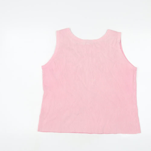 Landsend Womens Pink Cotton Camisole Tank Size 14 Scoop Neck