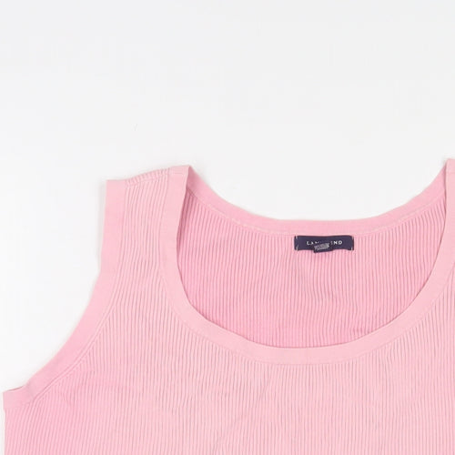 Landsend Womens Pink Cotton Camisole Tank Size 14 Scoop Neck