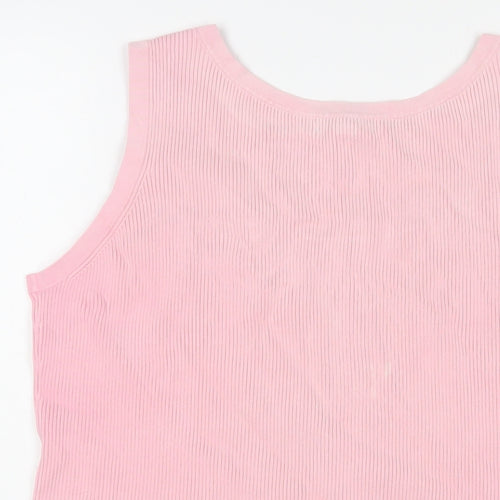 Landsend Womens Pink Cotton Camisole Tank Size 14 Scoop Neck