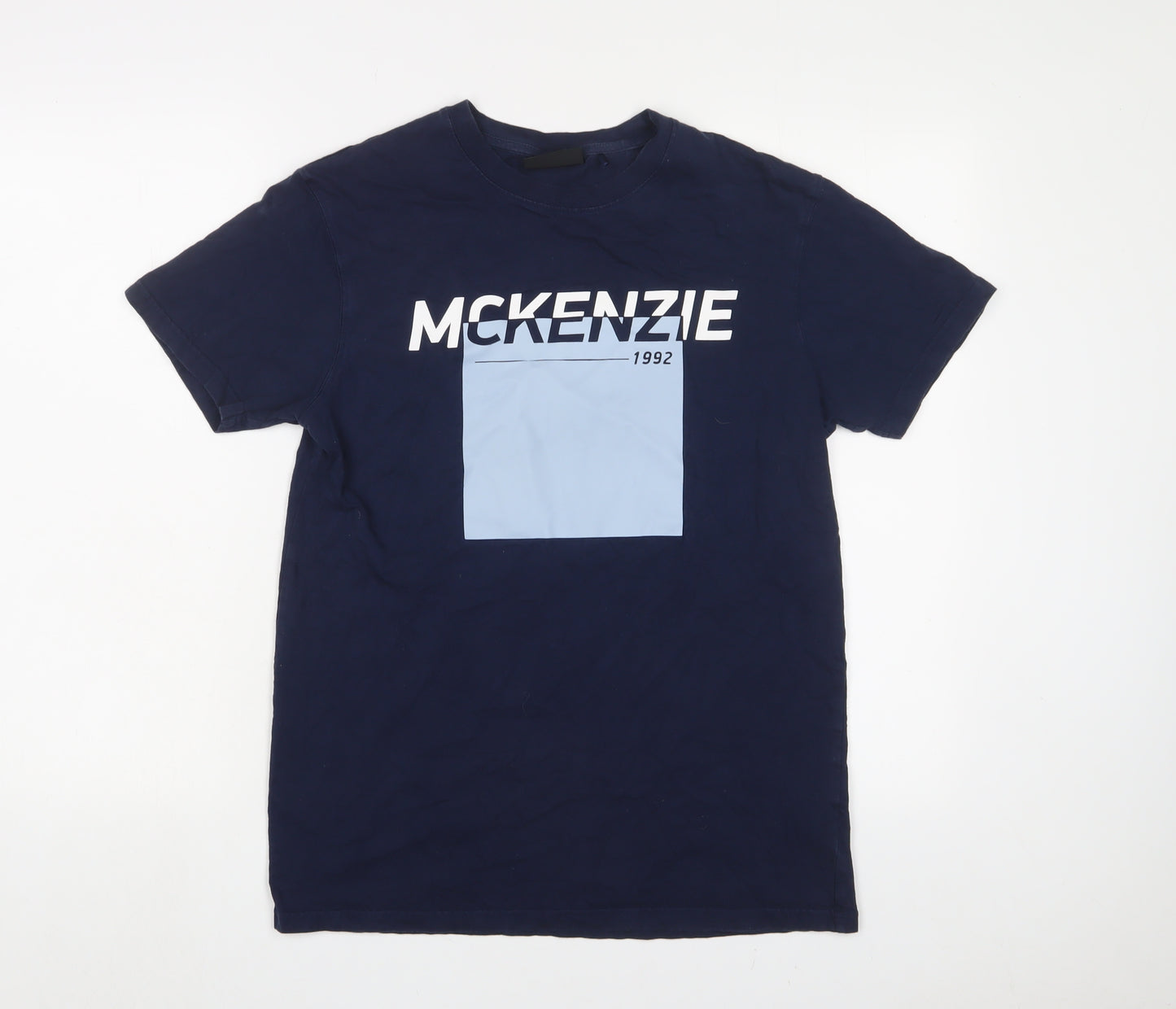 McKenzie Mens Blue Cotton T-Shirt Size S Crew Neck