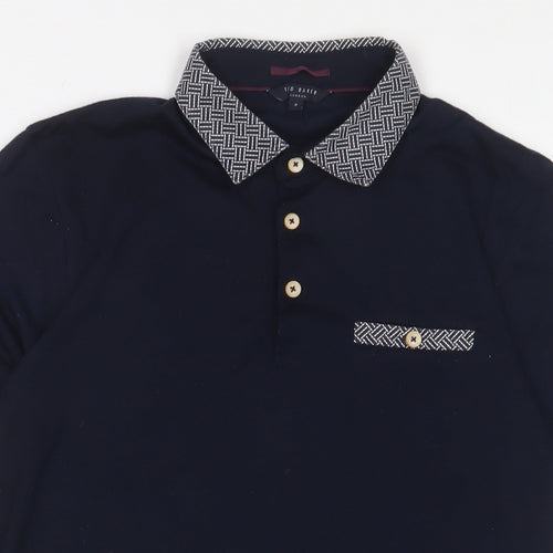 Ted Baker Mens Blue Polyester Polo Size M Collared Button