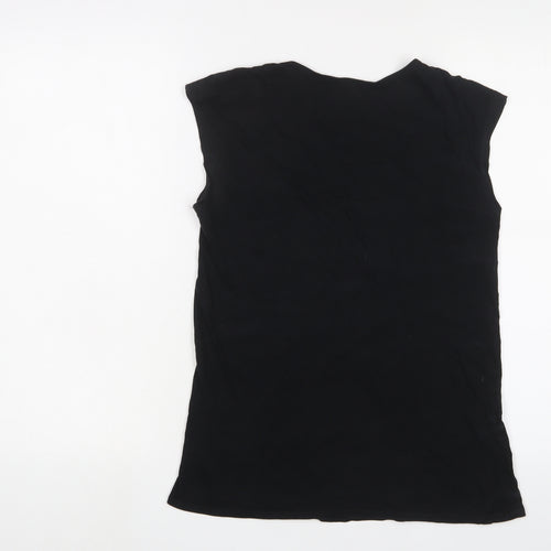 Gap Womens Black Cotton Basic T-Shirt Size S Scoop Neck