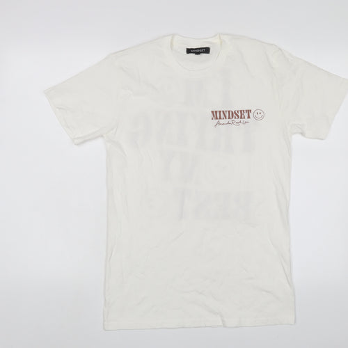 Mindset Womens Beige Cotton Basic T-Shirt Size S Crew Neck