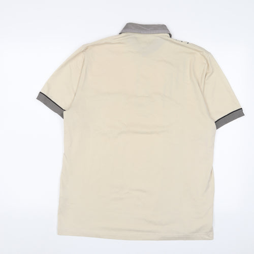 Gabicci Mens Beige Cotton Polo Size M Collared Button