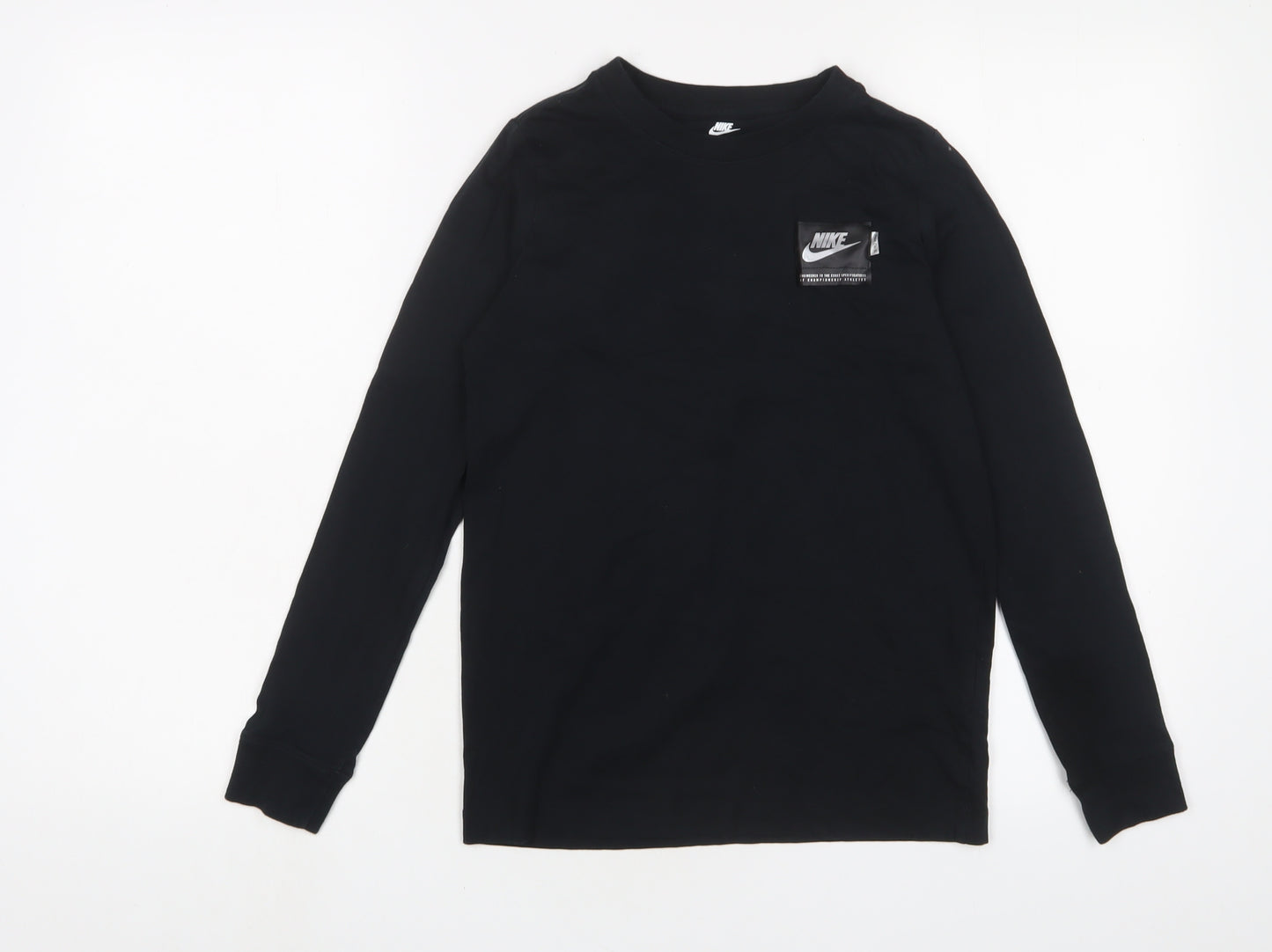 Nike Boys Black Cotton Basic Casual Size 9-10 Years Crew Neck Pullover - Logo, Embroidered