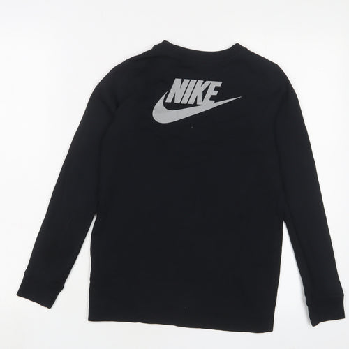 Nike Boys Black Cotton Basic Casual Size 9-10 Years Crew Neck Pullover - Logo, Embroidered