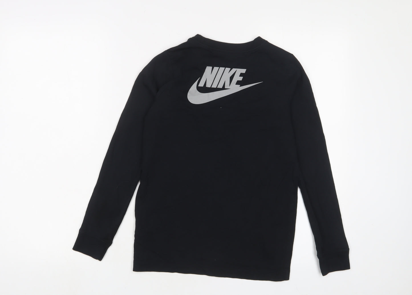 Nike Boys Black Cotton Basic Casual Size 9-10 Years Crew Neck Pullover - Logo, Embroidered