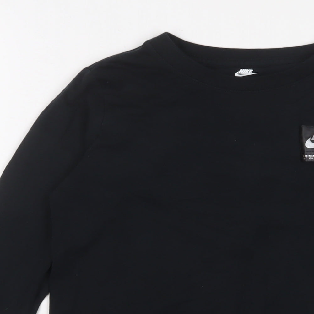 Nike Boys Black Cotton Basic Casual Size 9-10 Years Crew Neck Pullover - Logo, Embroidered