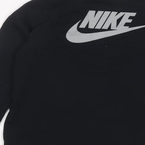 Nike Boys Black Cotton Basic Casual Size 9-10 Years Crew Neck Pullover - Logo, Embroidered