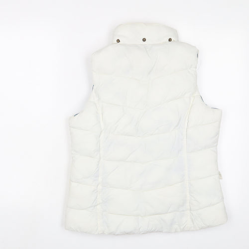 Joules Womens White Gilet Jacket Size 12 Zip - Logo, Embroidered