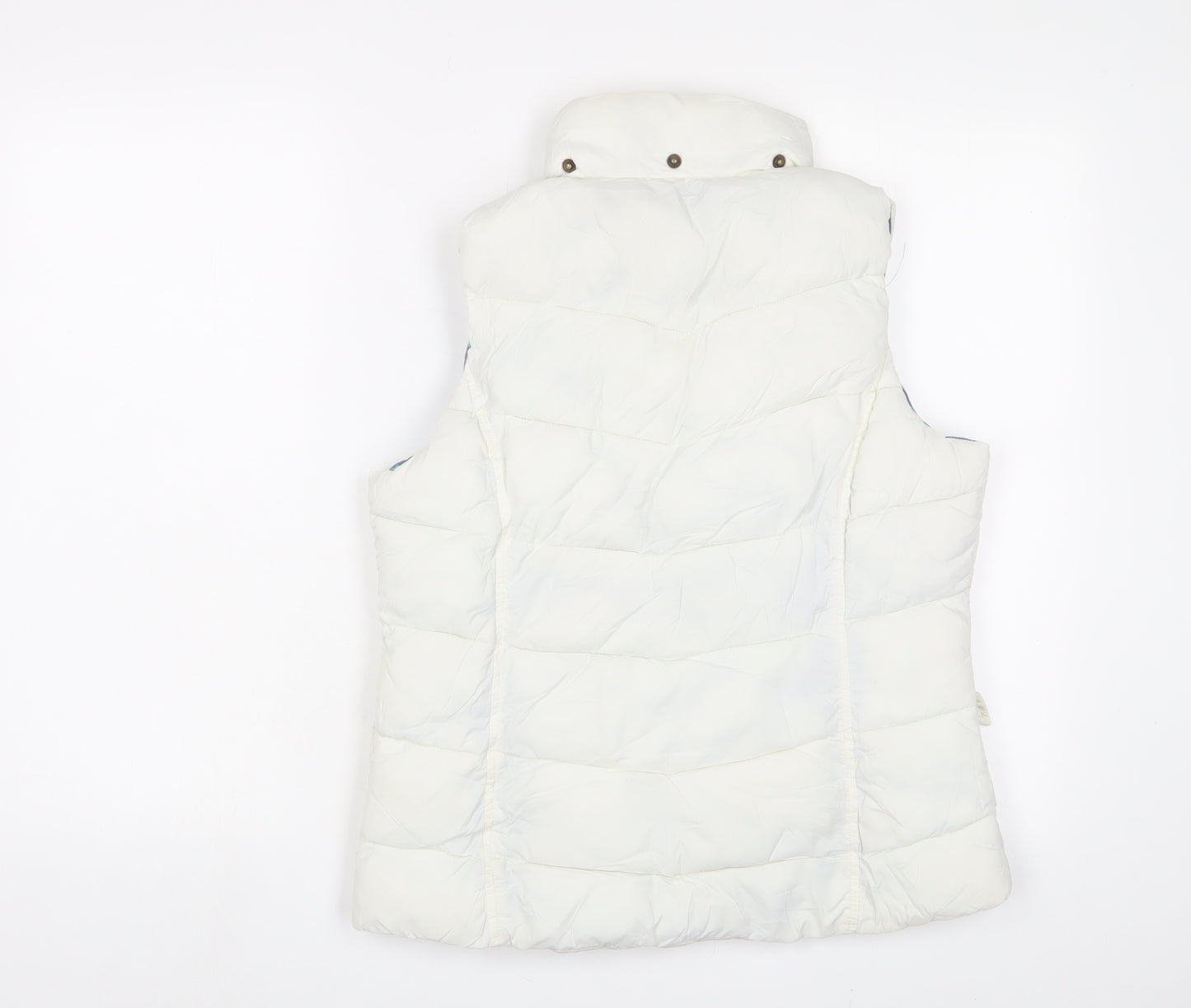 Joules Womens White Gilet Jacket Size 12 Zip - Logo, Embroidered