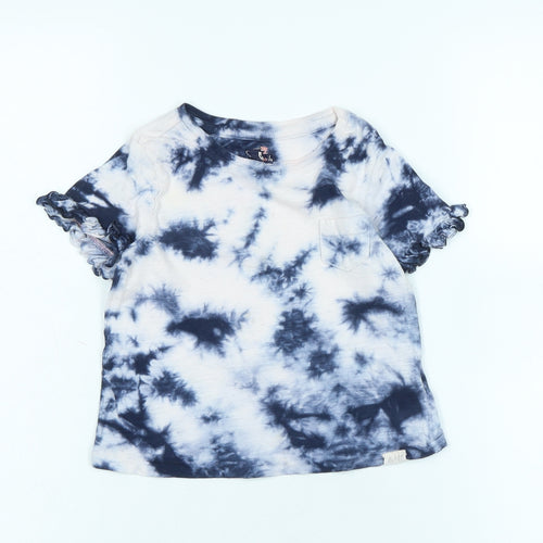 Gap Girls Blue Cotton Basic T-Shirt Size 3 Years Scoop Neck - Logo