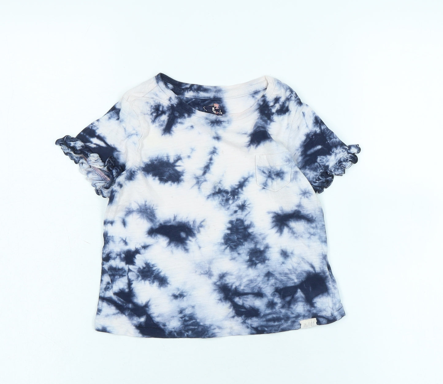 Gap Girls Blue Cotton Basic T-Shirt Size 3 Years Scoop Neck - Logo