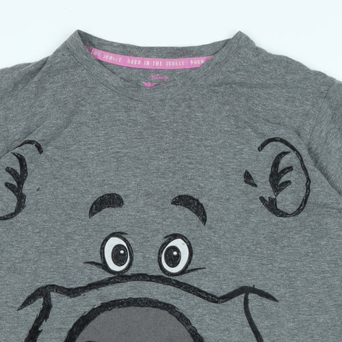 Disney Womens Grey Cotton Basic T-Shirt Size M Crew Neck - Logo - The Jungle Book