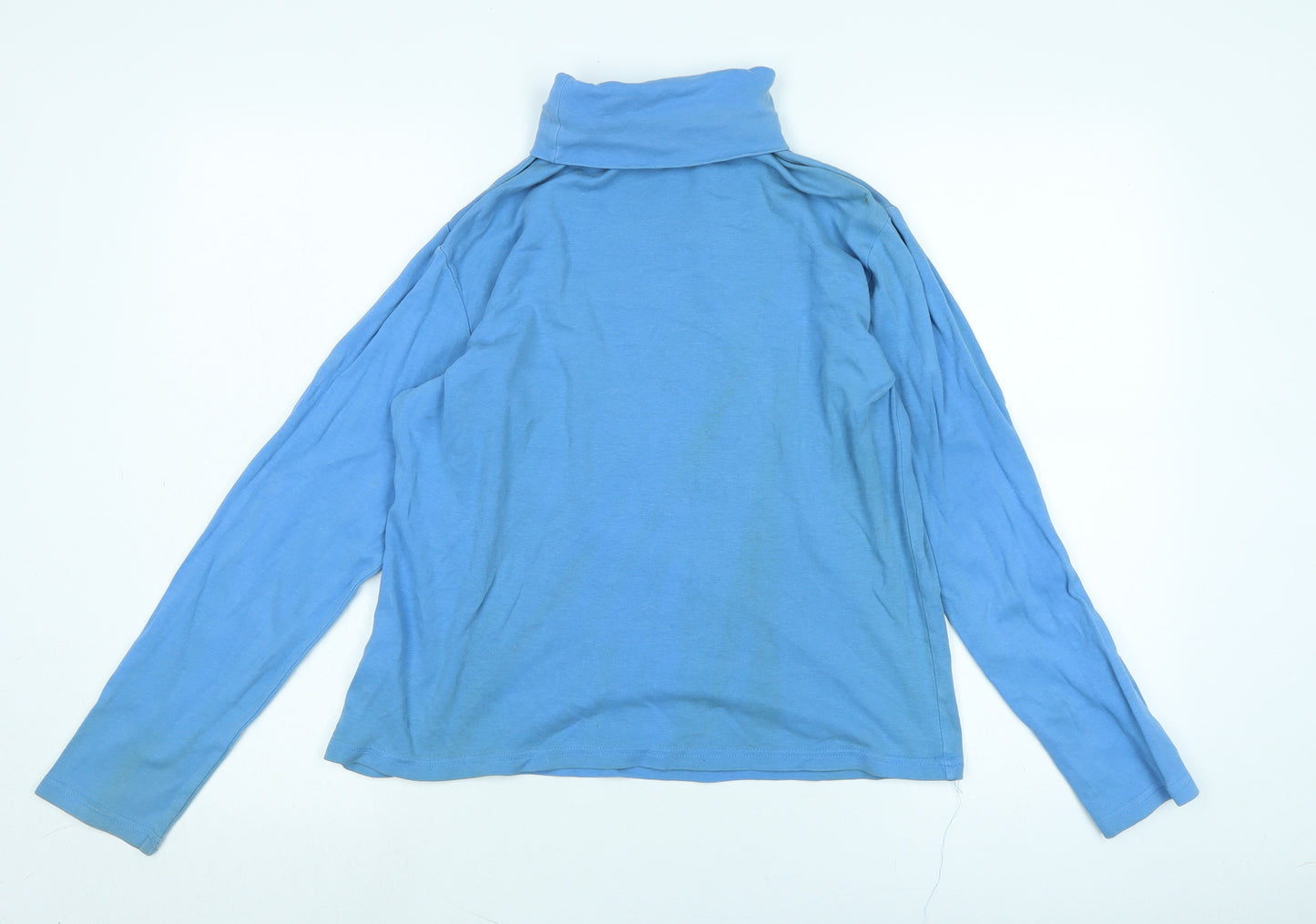 Isle Womens Blue Crew Neck Cotton Pullover Jumper Size M - Logo