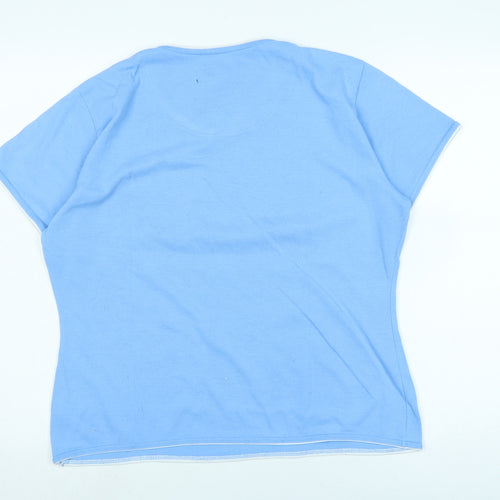 Reebok Womens Blue Polyester Basic T-Shirt Size XL V-Neck - Logo