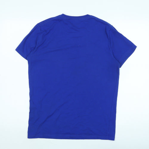 Hollister Mens Blue Cotton T-Shirt Size M V-Neck - Logo