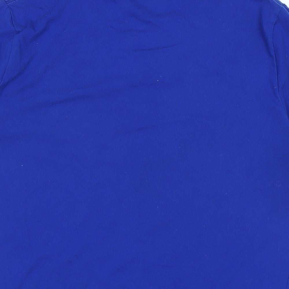 Hollister Mens Blue Cotton T-Shirt Size M V-Neck - Logo