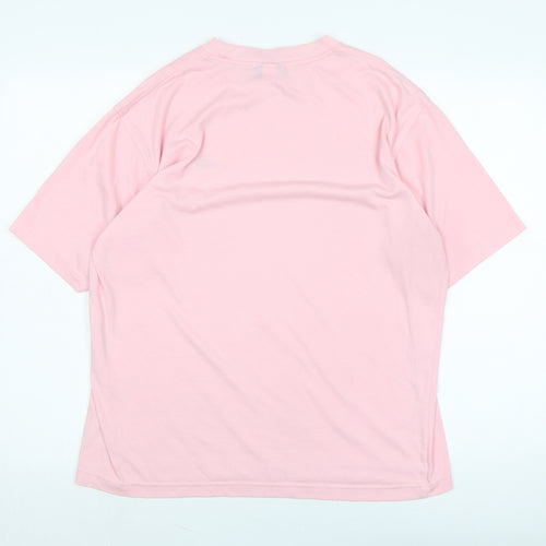 Umbro Mens Pink Cotton T-Shirt Size M Crew Neck - Logo