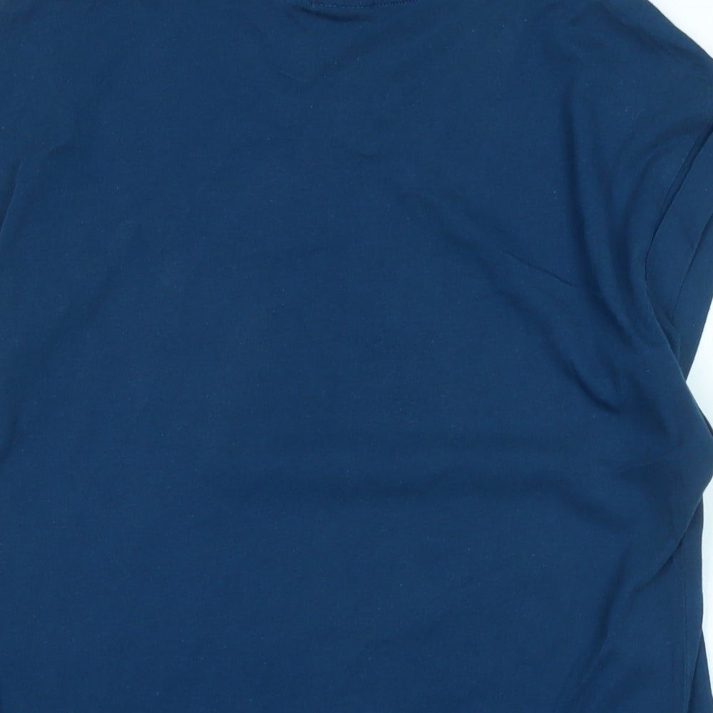 adidas Womens Blue Cotton Basic T-Shirt Size 14 Crew Neck - Logo - Adidas