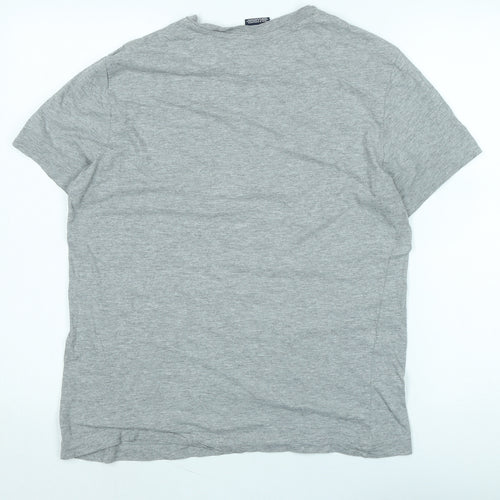 Champion Womens Grey Cotton Basic T-Shirt Size M Crew Neck - Logo