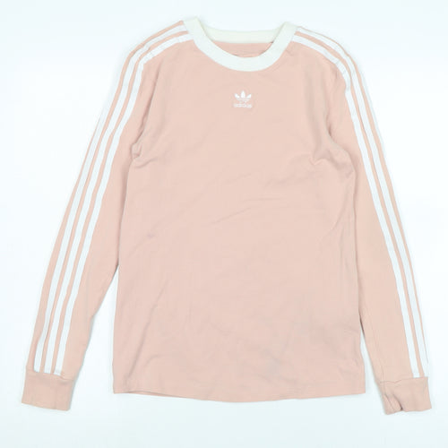 adidas Womens Pink Cotton Jersey T-Shirt Size M Crew Neck - Logo