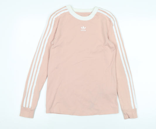 adidas Womens Pink Cotton Jersey T-Shirt Size M Crew Neck - Logo