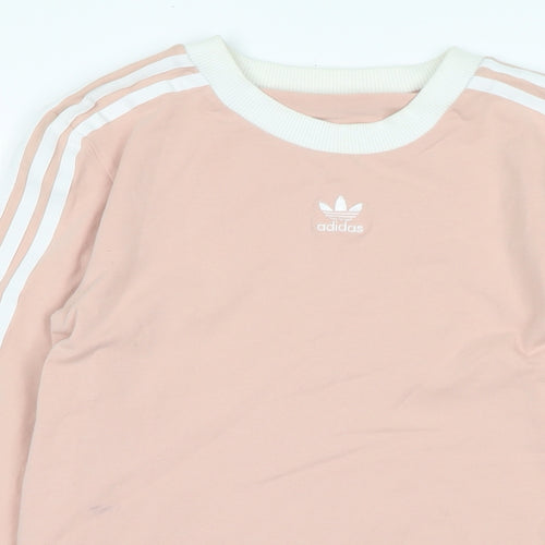 adidas Womens Pink Cotton Jersey T-Shirt Size M Crew Neck - Logo