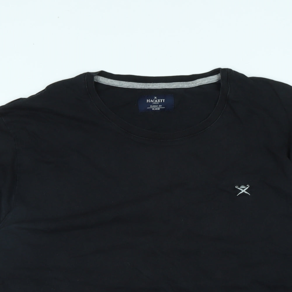 Hackett Womens Black Cotton Basic T-Shirt Size XL Crew Neck - Logo