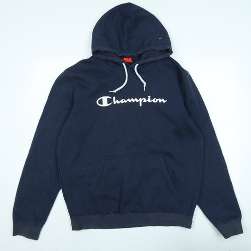 Champion Mens Blue Polyester Pullover Hoodie Size XL - Logo