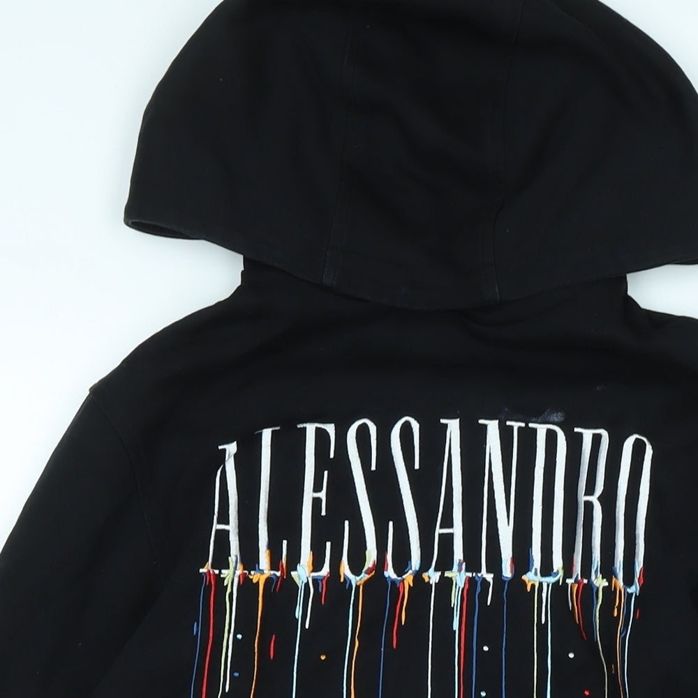 Alessandro zavetti Mens Black Polyester Pullover Hoodie Size S - Logo