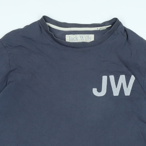 Jack Wills Mens Blue Cotton T-Shirt Size M Crew Neck - Logo - JW -4