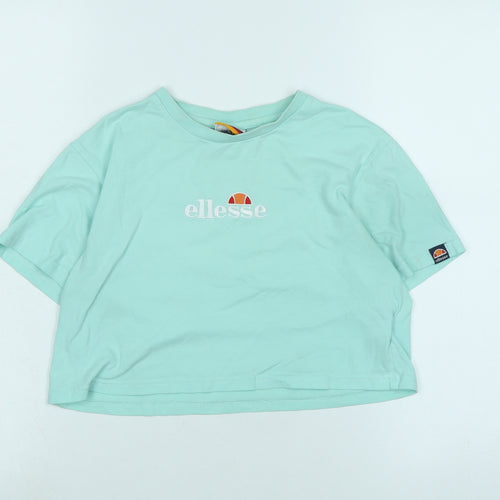 ellesse Girls Green Cotton Basic T-Shirt Size 13-14 Years Crew Neck - Logo - ellesse