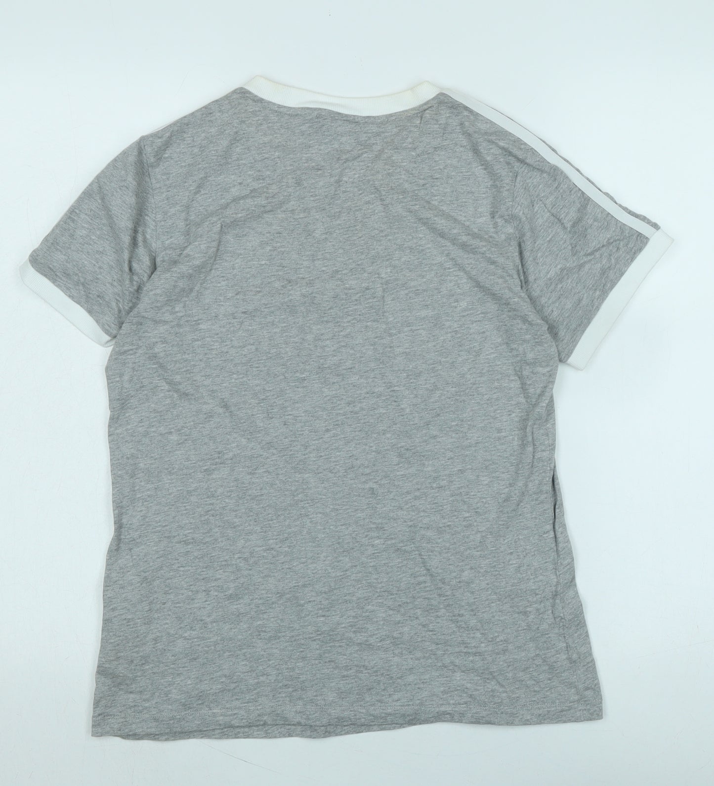 adidas Womens Grey Cotton Basic T-Shirt Size 10 Crew Neck - Logo