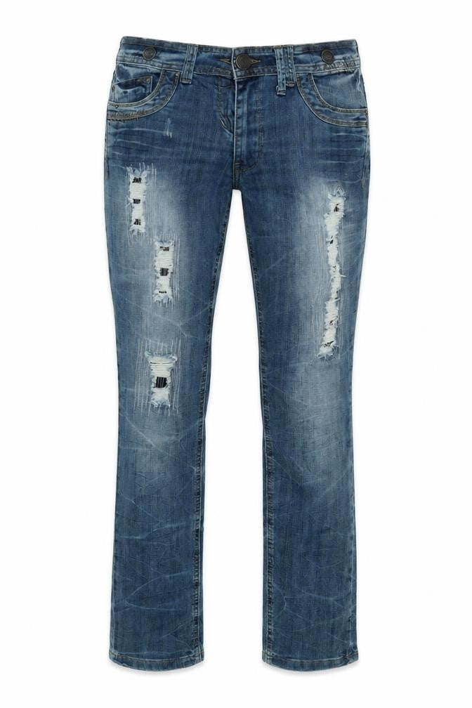 Authentic Denim Womens Blue Cotton Straight Jeans Size 32 in L31 in Regular Zip - Logo