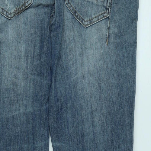 Authentic Denim Womens Blue Cotton Straight Jeans Size 32 in L31 in Regular Zip - Logo