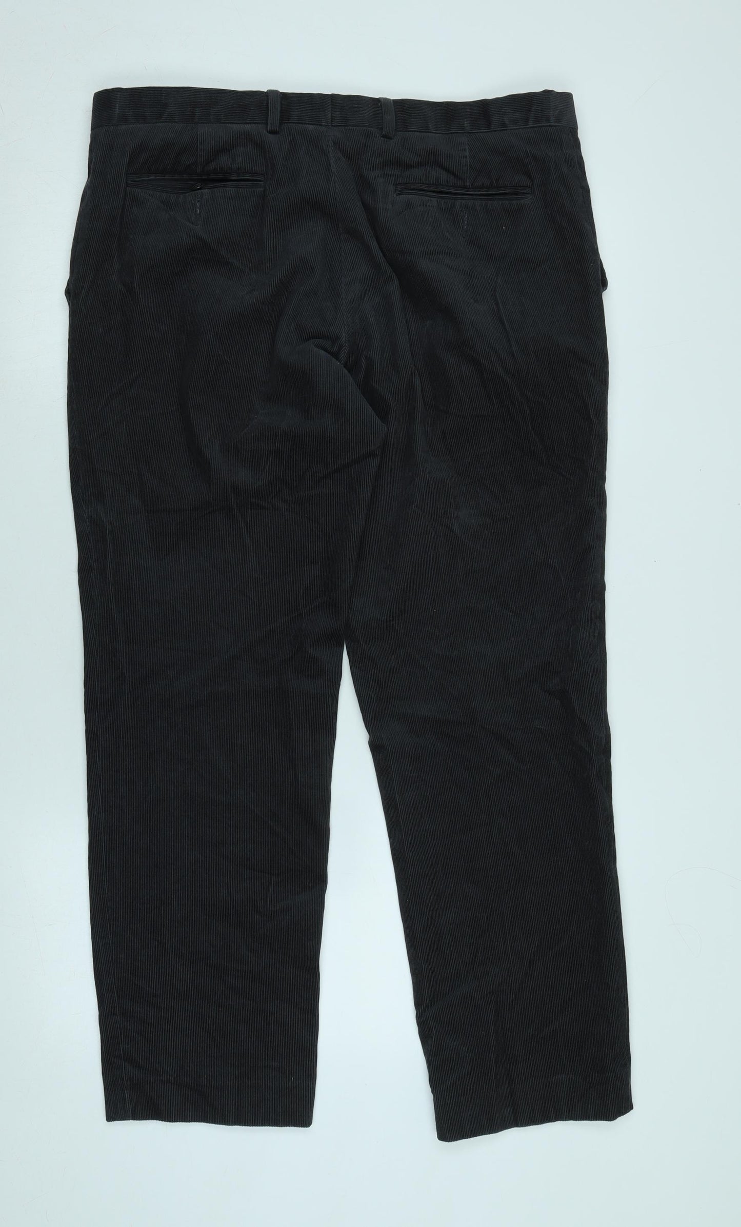 Marks and Spencer Mens Grey Cotton Trousers Size 36 in L31 in Regular Zip