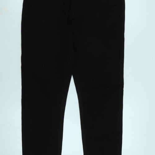 Marks and Spencer Mens Black Cotton Blend Straight Jeans Size 30 in L29 in Regular Zip
