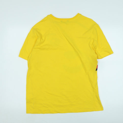 Pudsy Womens Yellow Cotton Basic T-Shirt Size XL Crew Neck - Logo -BBC Children in need