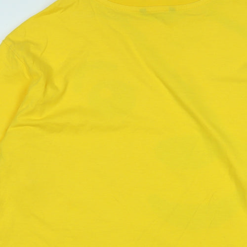 Pudsy Womens Yellow Cotton Basic T-Shirt Size XL Crew Neck - Logo -BBC Children in need