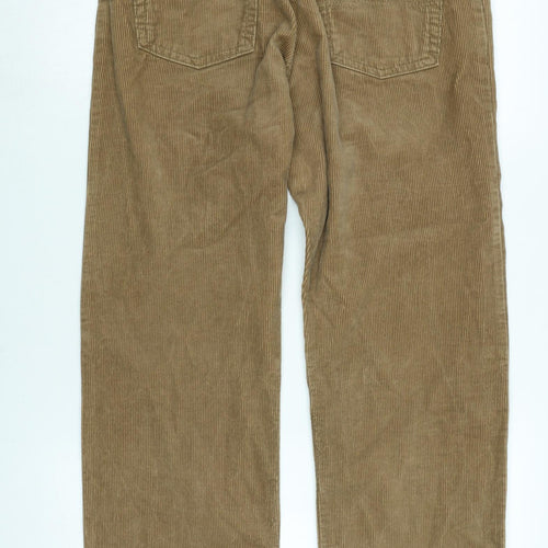 Marks and Spencer Mens Beige Cotton Trousers Size 32 in L29 in Regular Zip