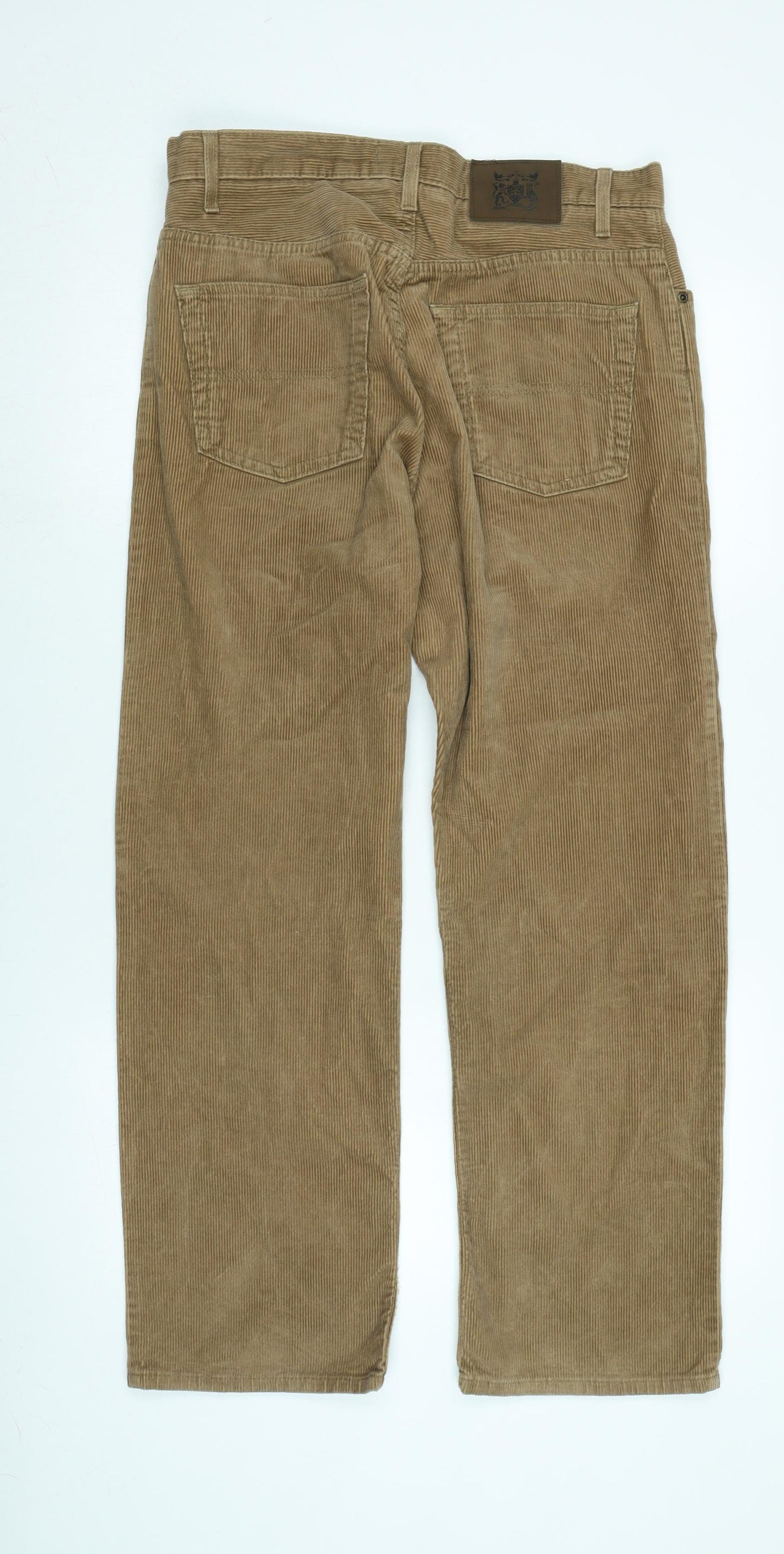 Marks and Spencer Mens Beige Cotton Trousers Size 32 in L29 in Regular Zip