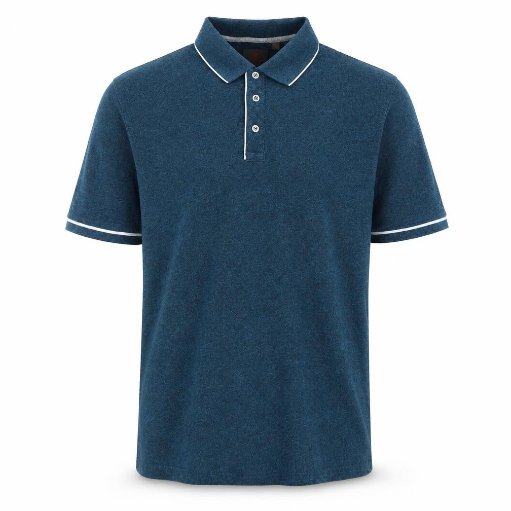 Front view of Louis Feraud men’s blue cotton polo, size XL, collared - logo