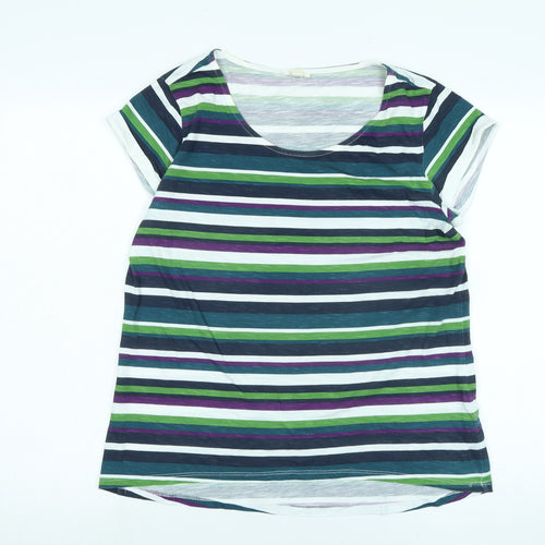 Esprit Womens Multicoloured Striped Cotton Basic T-Shirt Size L Scoop Neck