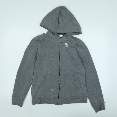 Abercrombie & Fitch Boys Grey Jacket Size 15-16 Years Zip - Logo